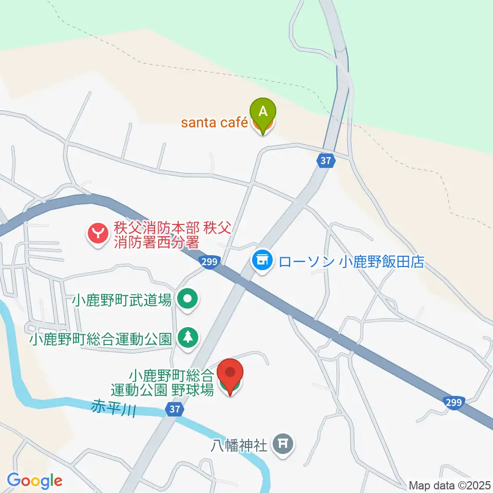 小鹿野町総合運動公園野球場周辺のカフェ一覧地図