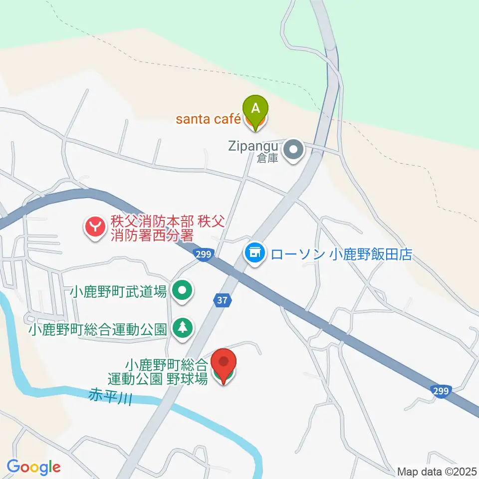 小鹿野町総合運動公園野球場周辺のカフェ一覧地図