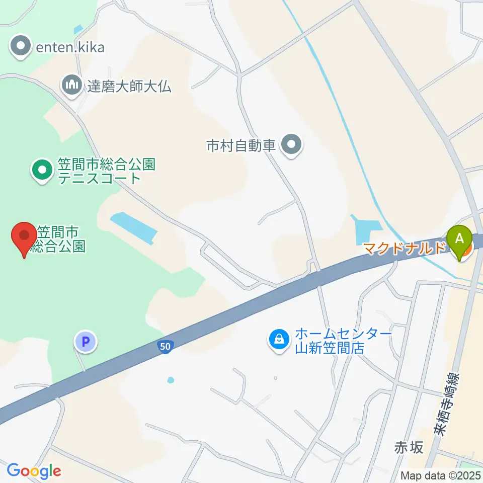 笠間市民球場周辺のカフェ一覧地図