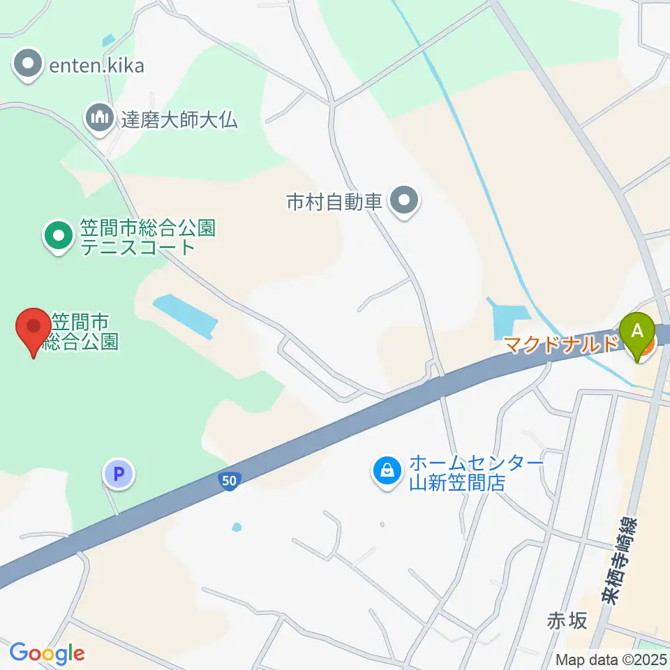 笠間市民球場周辺のカフェ一覧地図