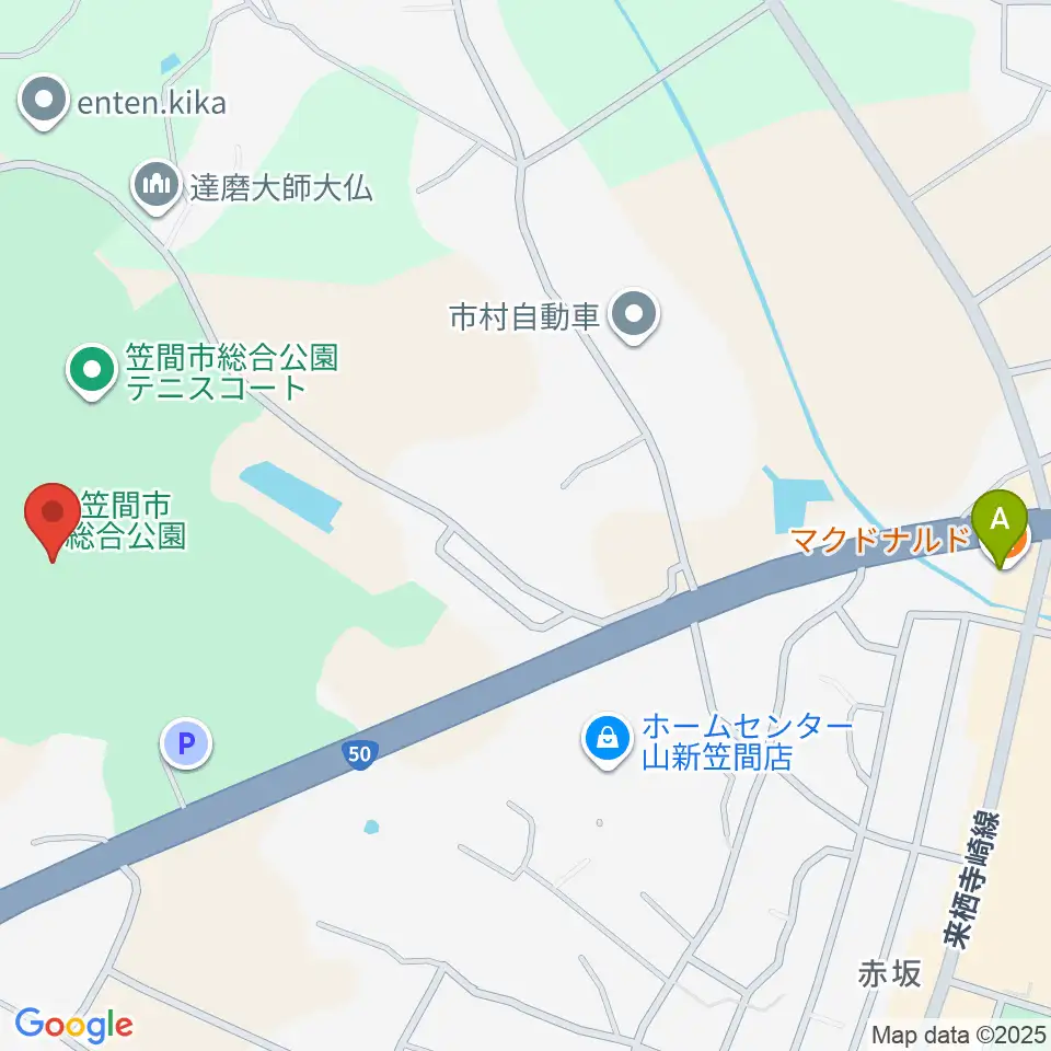 笠間市民球場周辺のカフェ一覧地図