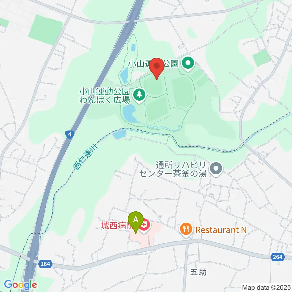 小山運動公園野球場周辺のカフェ一覧地図