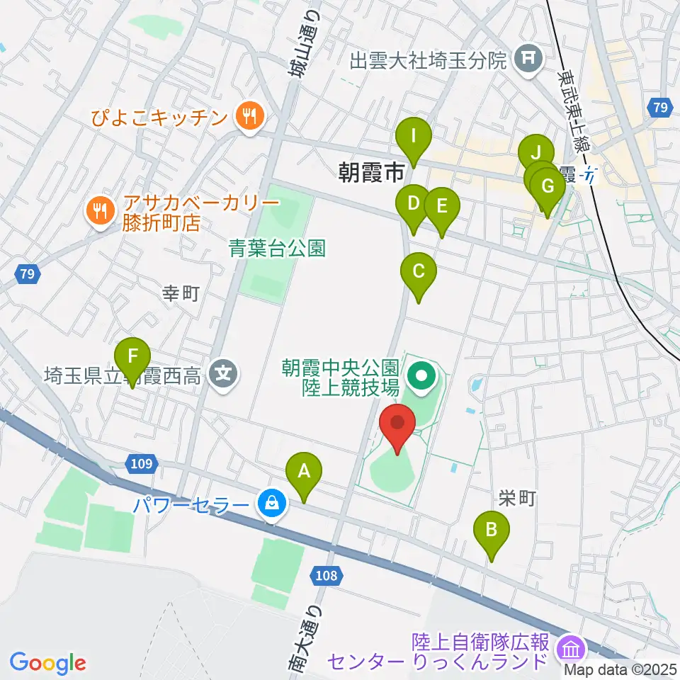 朝霞中央公園野球場周辺のカフェ一覧地図