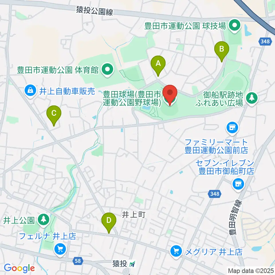 豊田市運動公園野球場周辺のカフェ一覧地図