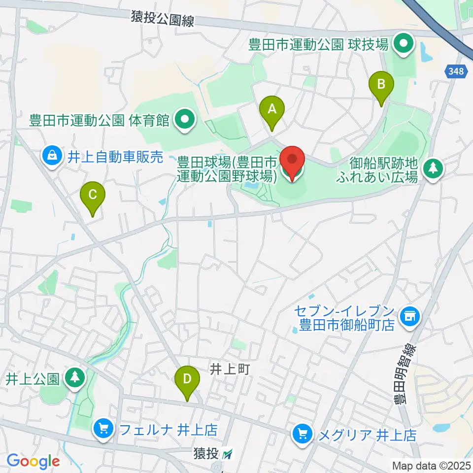 豊田市運動公園野球場周辺のカフェ一覧地図