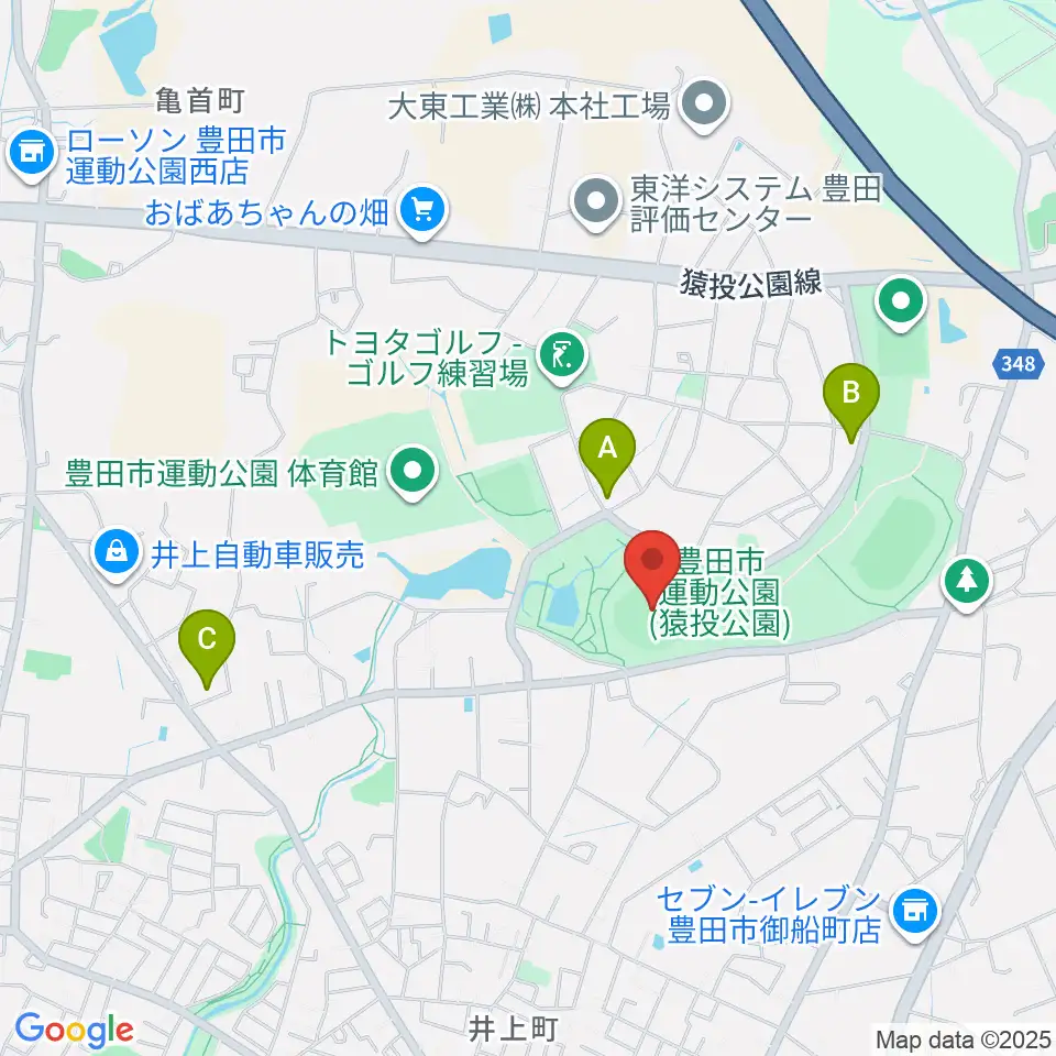 豊田市運動公園野球場周辺のカフェ一覧地図
