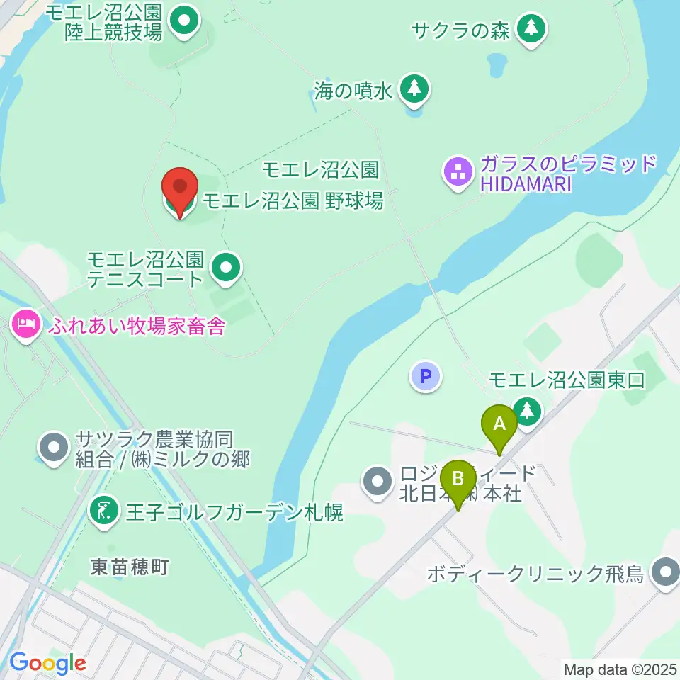 モエレ沼公園野球場周辺のカフェ一覧地図