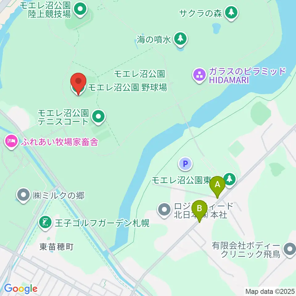 モエレ沼公園野球場周辺のカフェ一覧地図