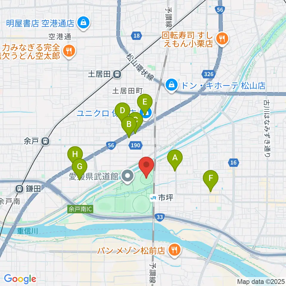 マドンナスタジアム周辺のカフェ一覧地図