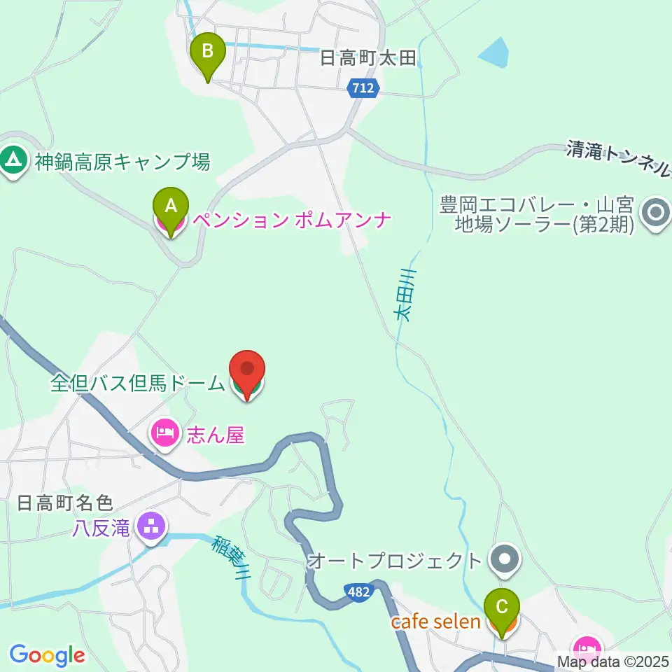 全但バス但馬ドーム周辺のカフェ一覧地図