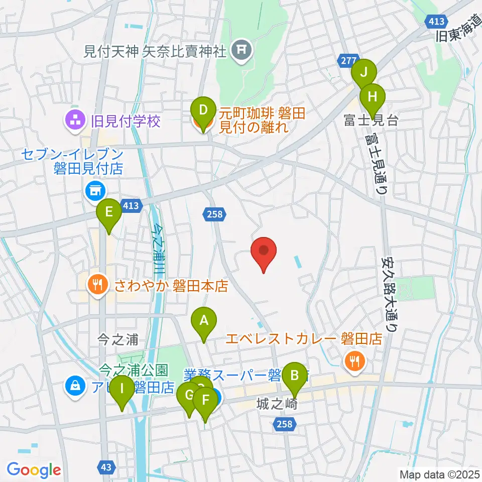 磐田城山球場周辺のカフェ一覧地図