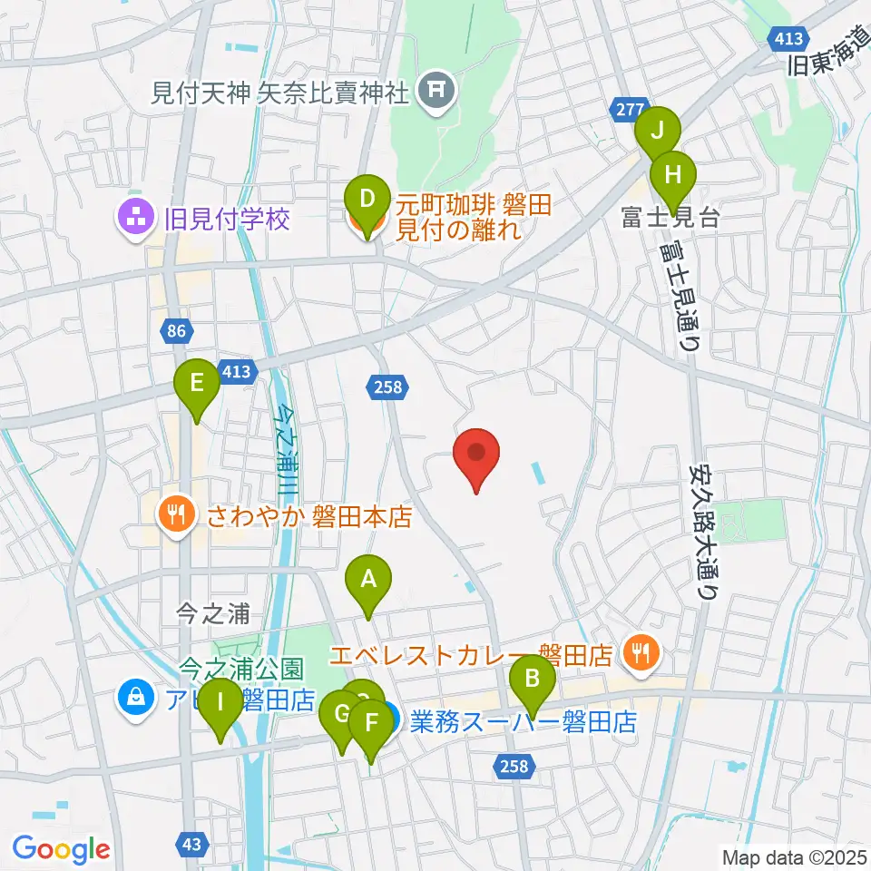 磐田城山球場周辺のカフェ一覧地図