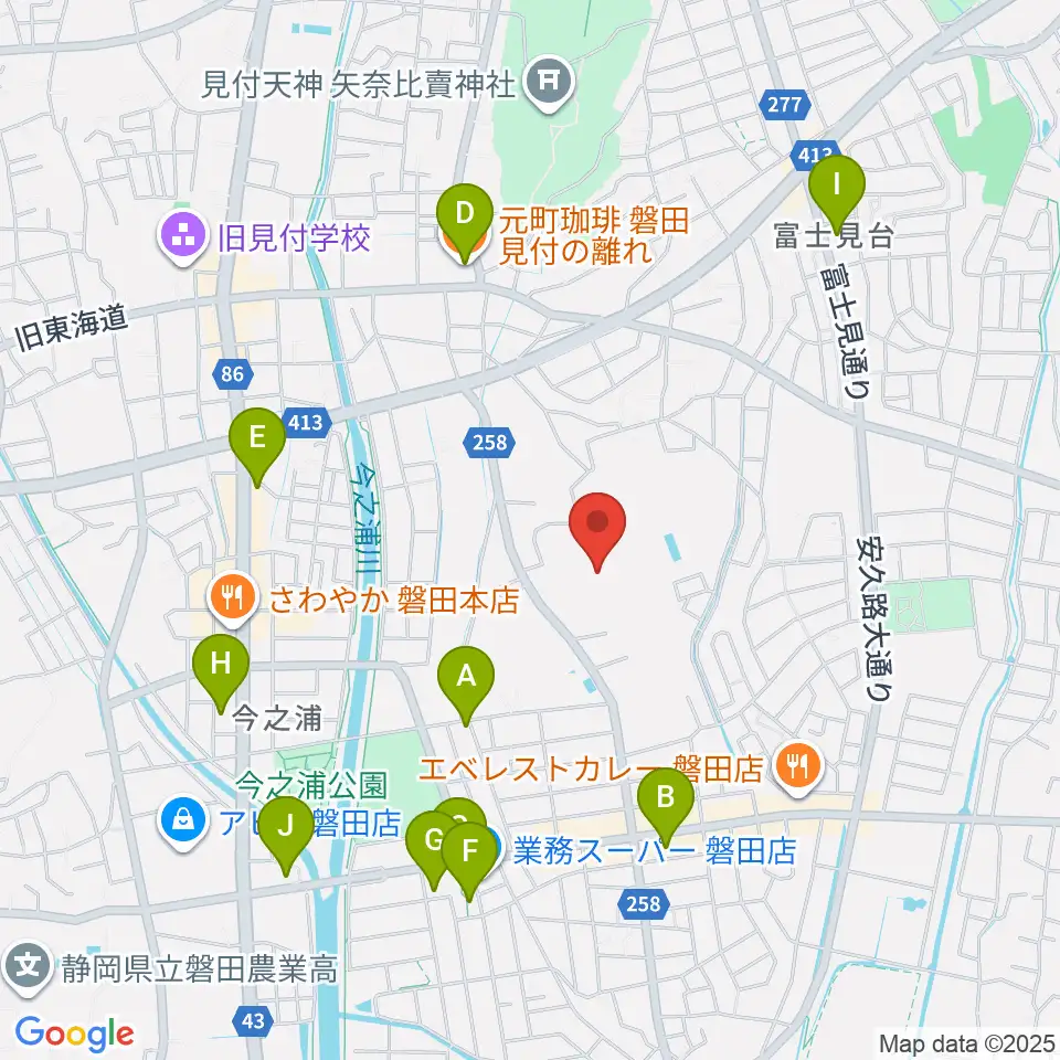 磐田城山球場周辺のカフェ一覧地図