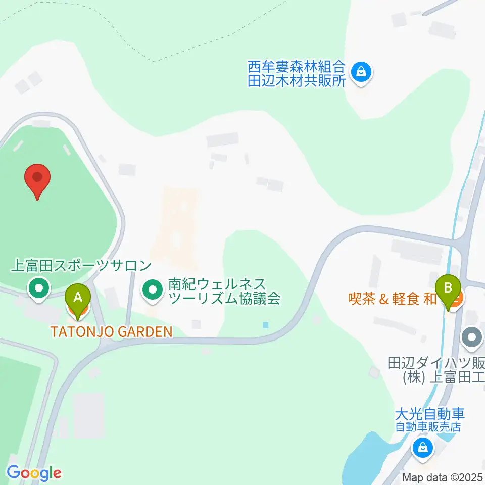 上富田スポーツセンター野球場周辺のカフェ一覧地図