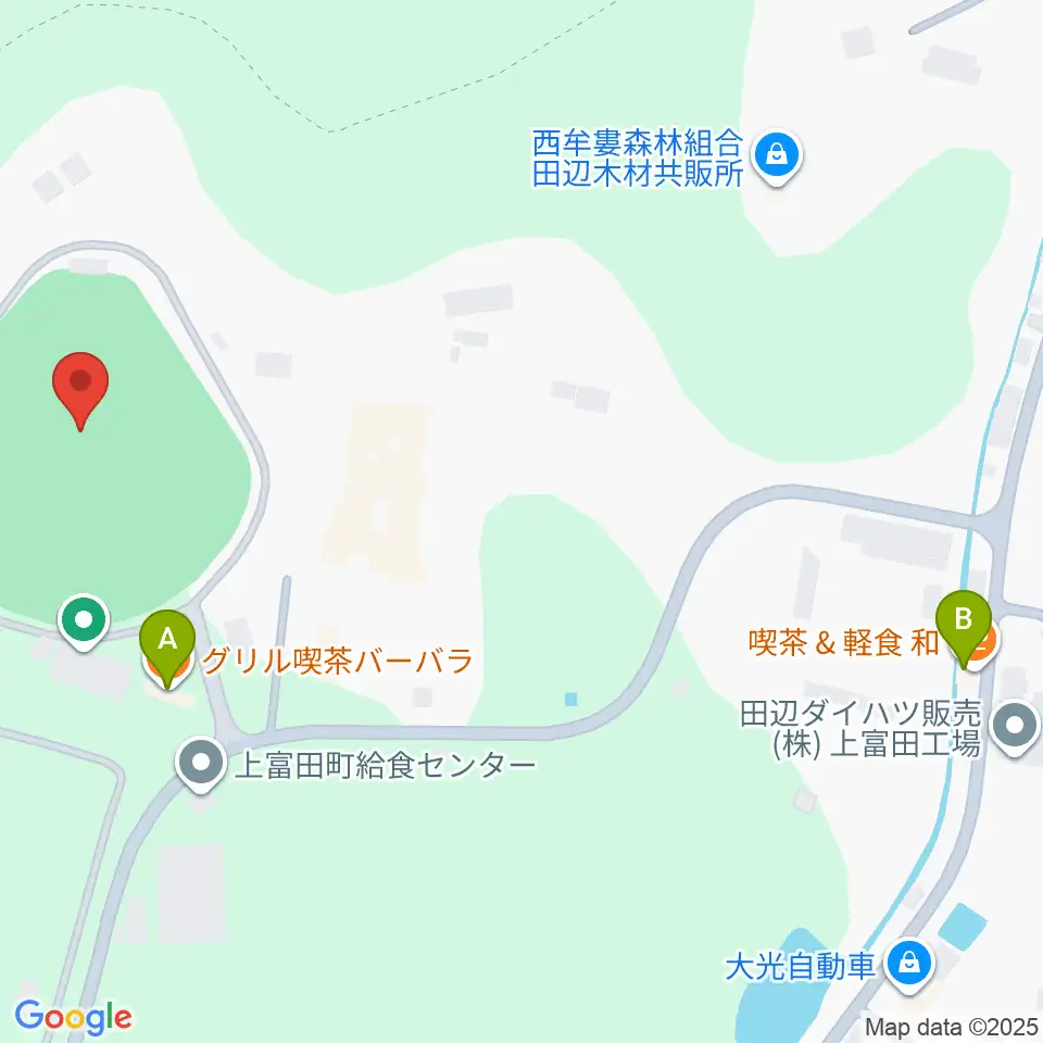 上富田スポーツセンター野球場周辺のカフェ一覧地図