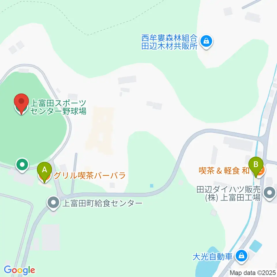 上富田スポーツセンター野球場周辺のカフェ一覧地図