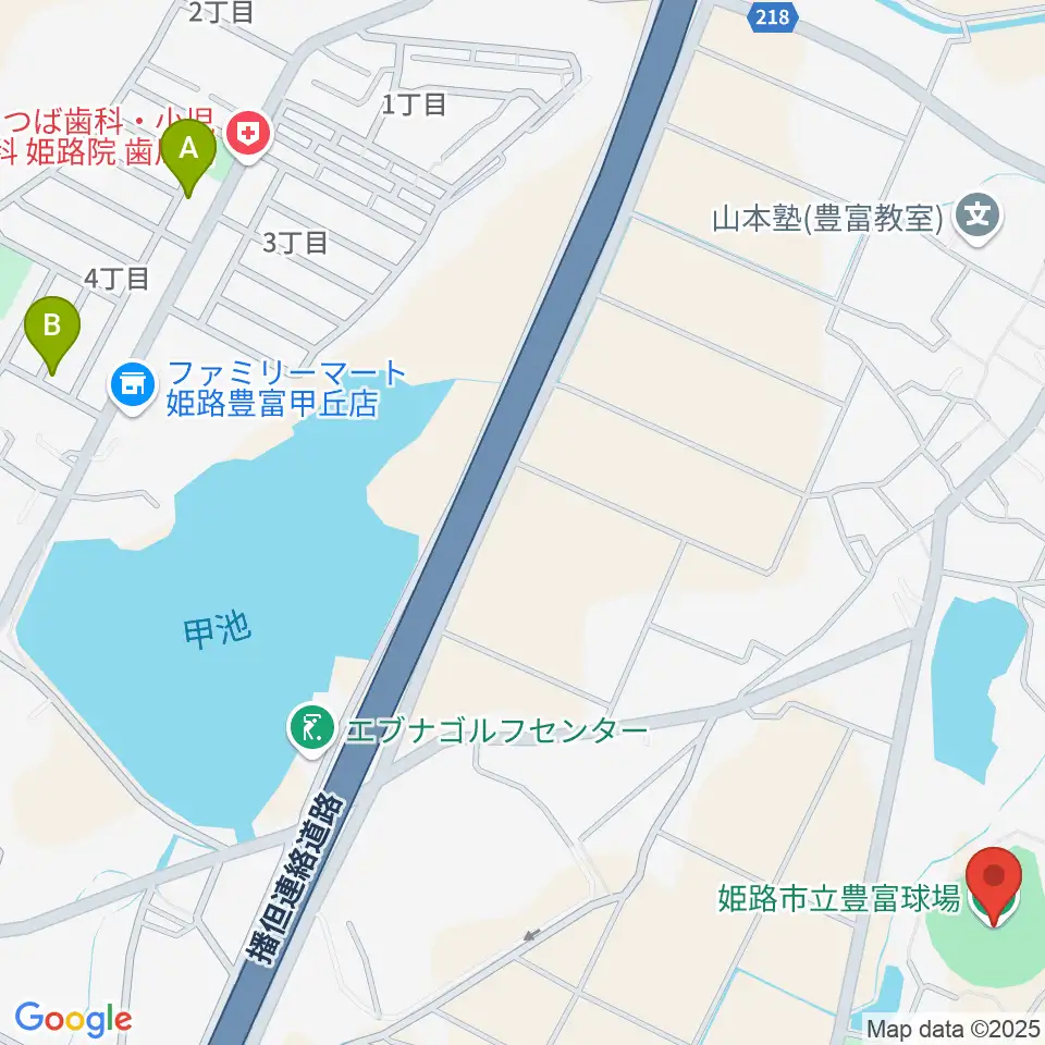 姫路市立豊富球場周辺のカフェ一覧地図