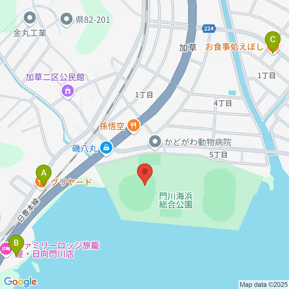 門川海浜総合公園野球場周辺のカフェ一覧地図