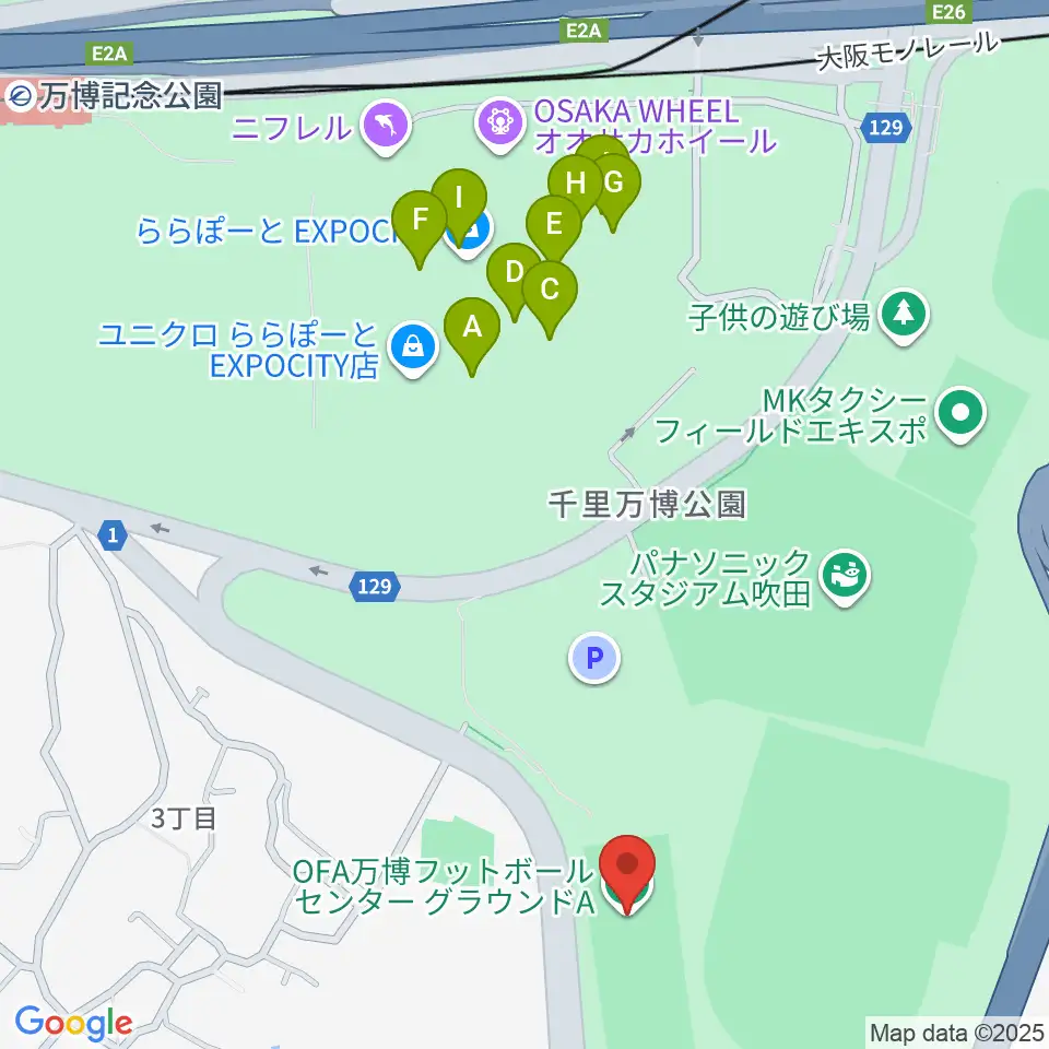 OFA万博フットボールセンター周辺のカフェ一覧地図