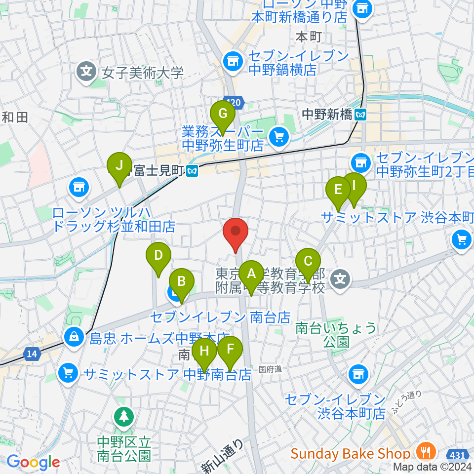 Studio Move 705周辺のカフェ一覧地図