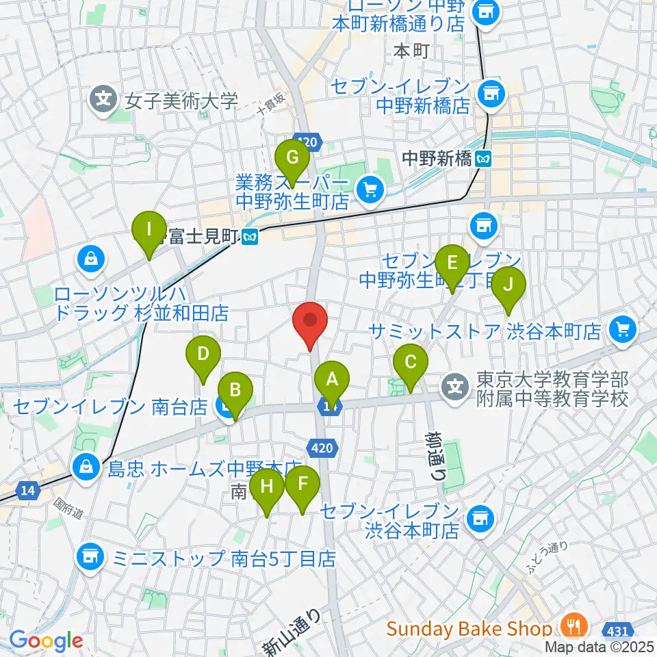 Studio Move 705周辺のカフェ一覧地図