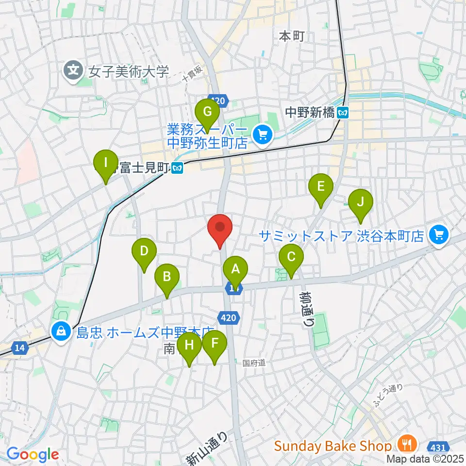 Studio Move 705周辺のカフェ一覧地図