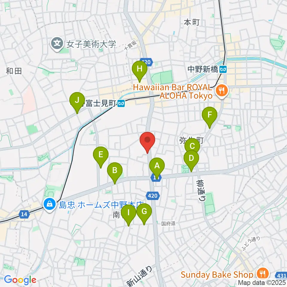 Studio Move 705周辺のカフェ一覧地図