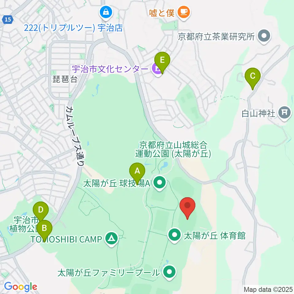太陽が丘陸上競技場周辺のカフェ一覧地図