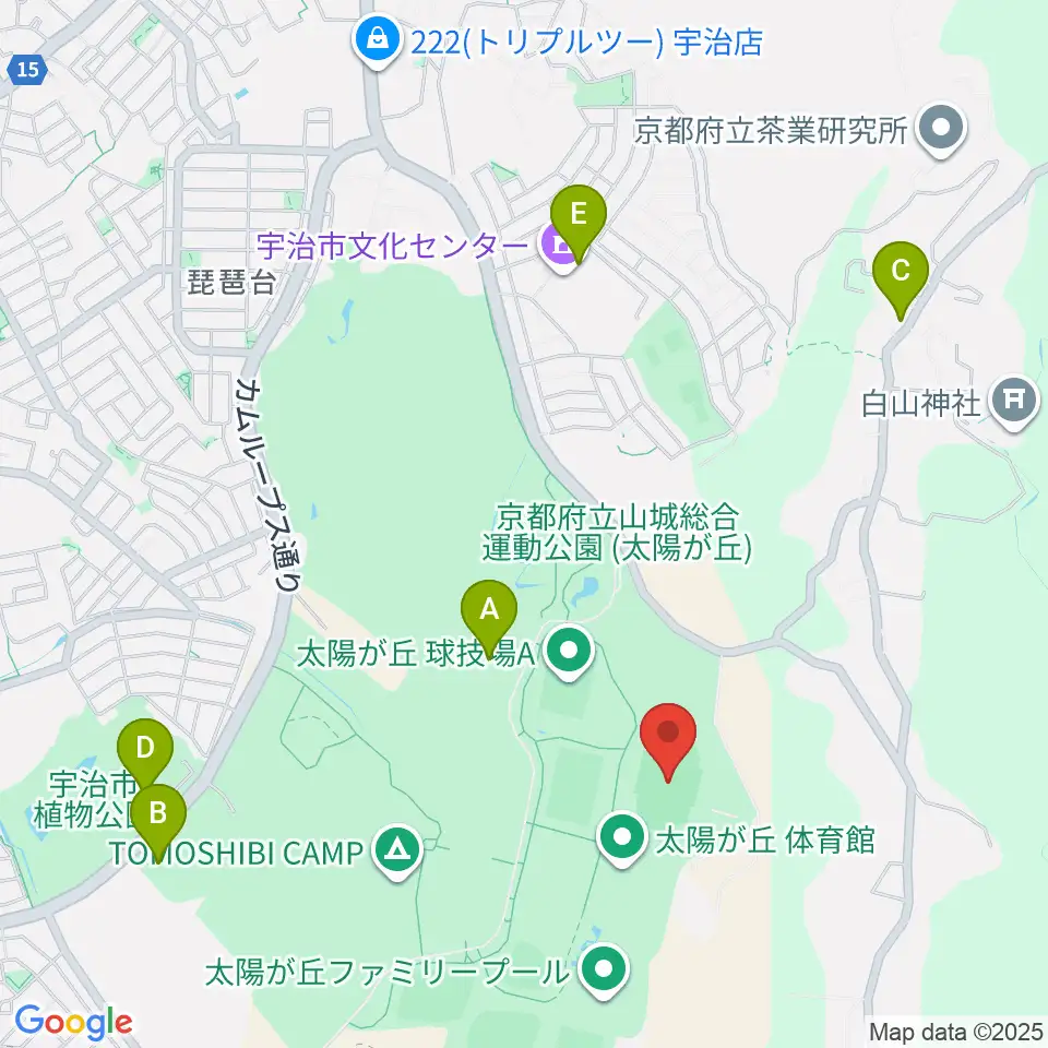 太陽が丘陸上競技場周辺のカフェ一覧地図