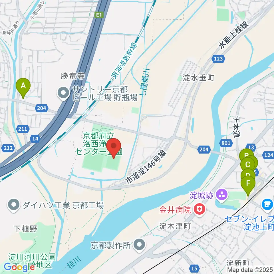 アクアパルコ洛西球技場周辺のカフェ一覧地図