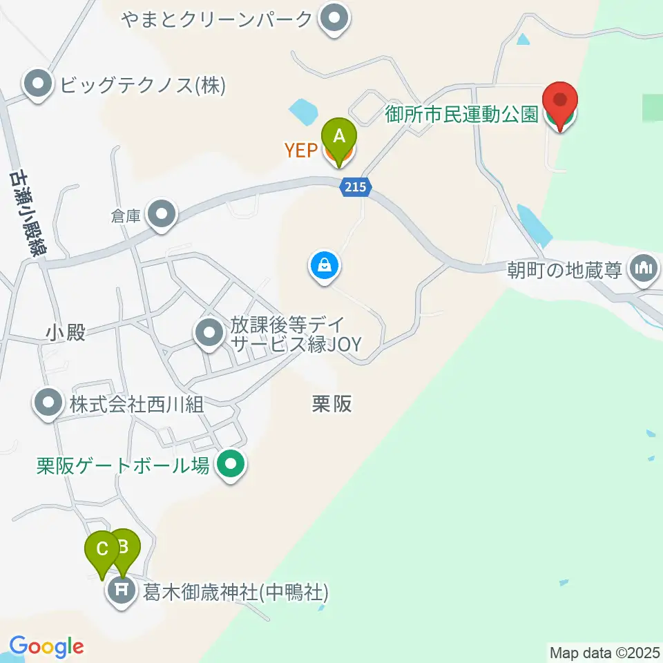 御所市民運動公園グラウンド周辺のカフェ一覧地図