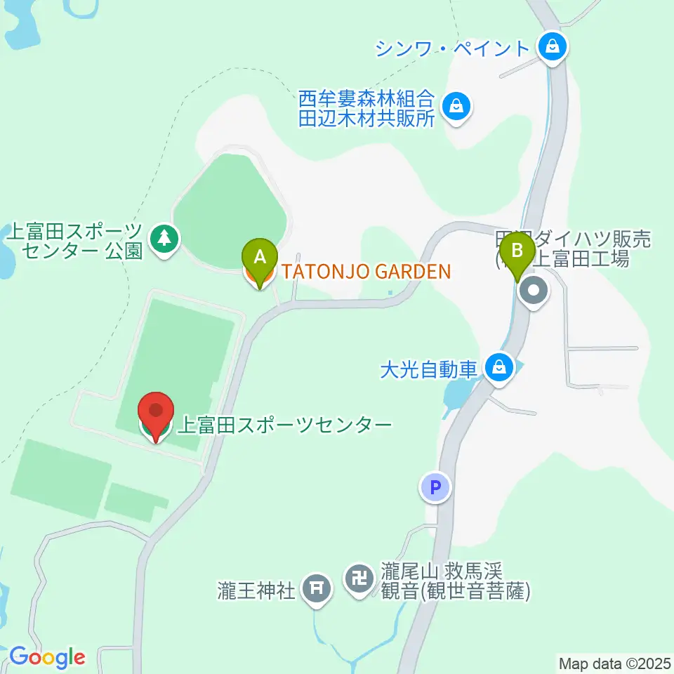 上富田スポーツセンター球技場周辺のカフェ一覧地図