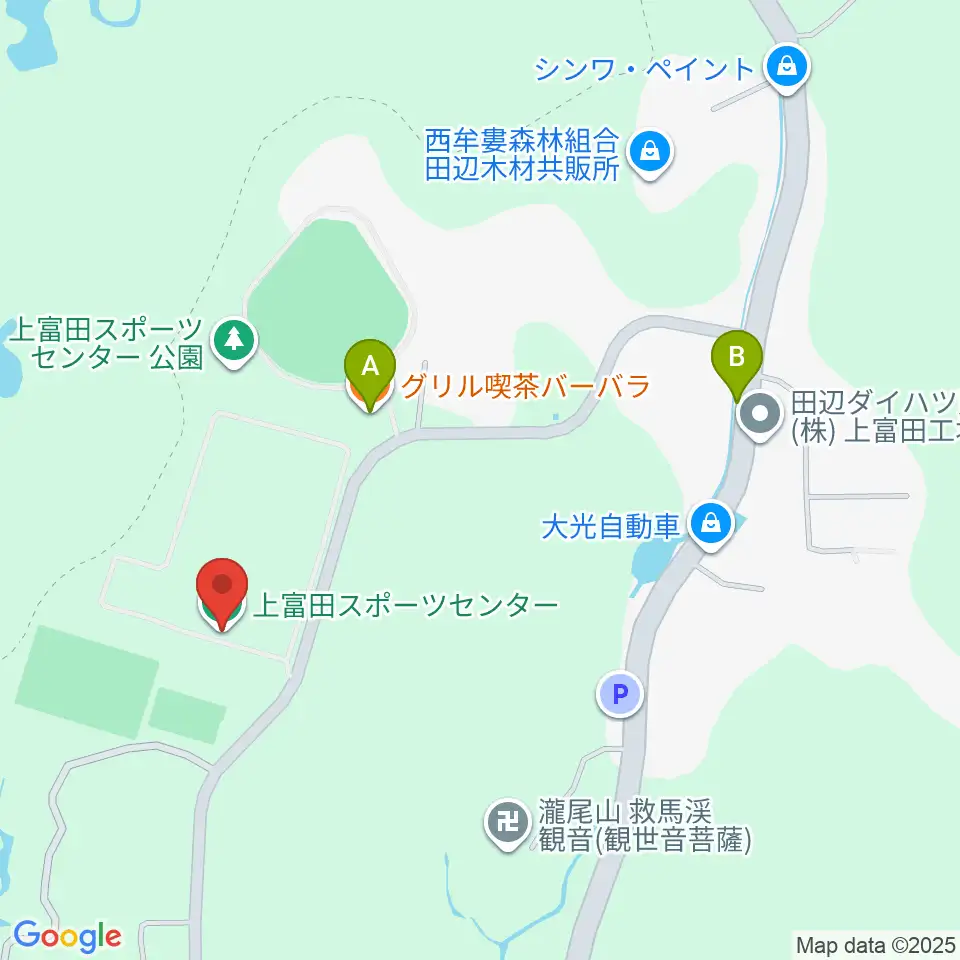 上富田スポーツセンター球技場周辺のカフェ一覧地図