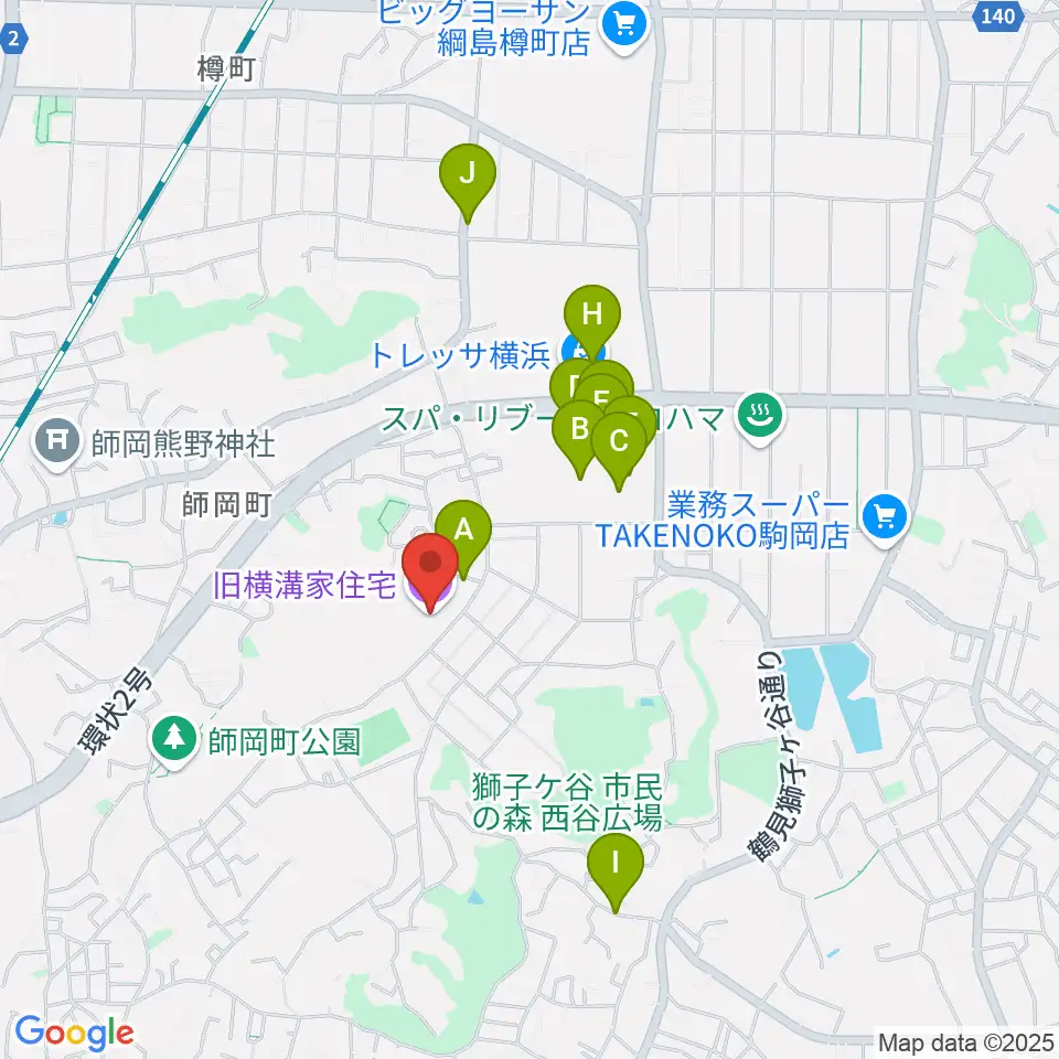 横浜農村生活館みその公園「横溝屋敷」周辺のカフェ一覧地図