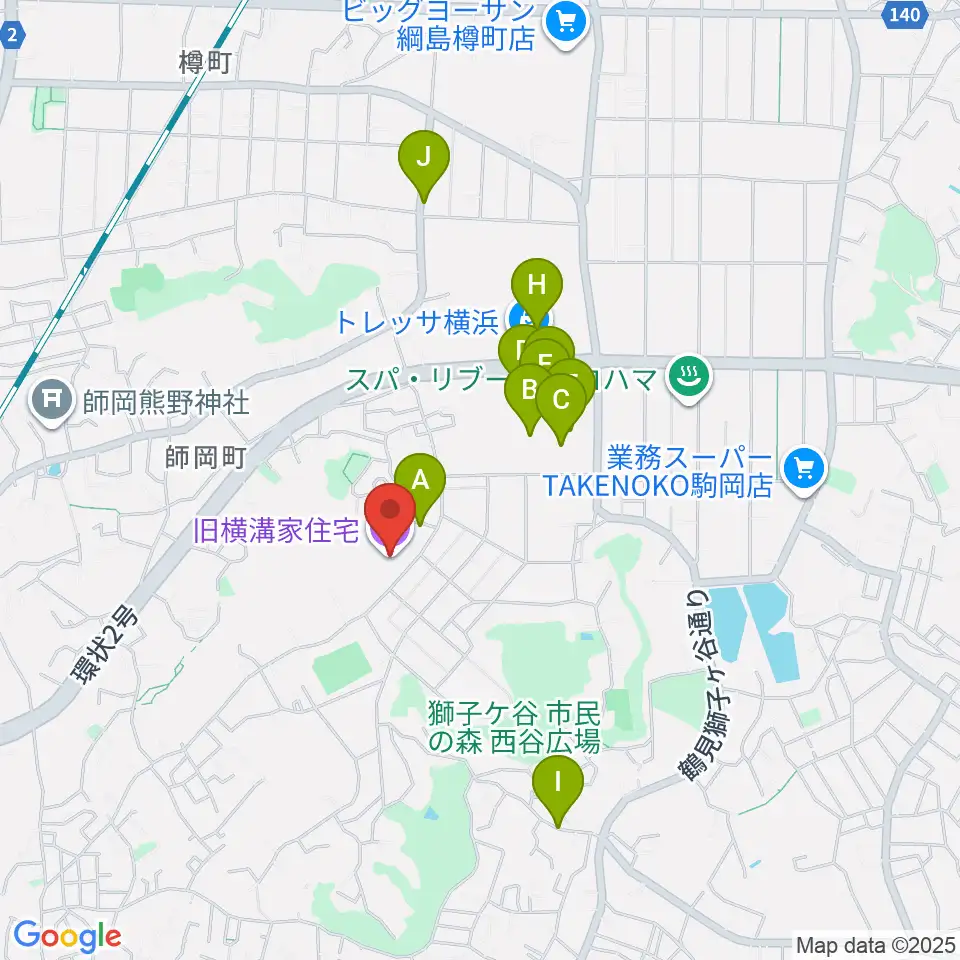 横浜農村生活館みその公園「横溝屋敷」周辺のカフェ一覧地図