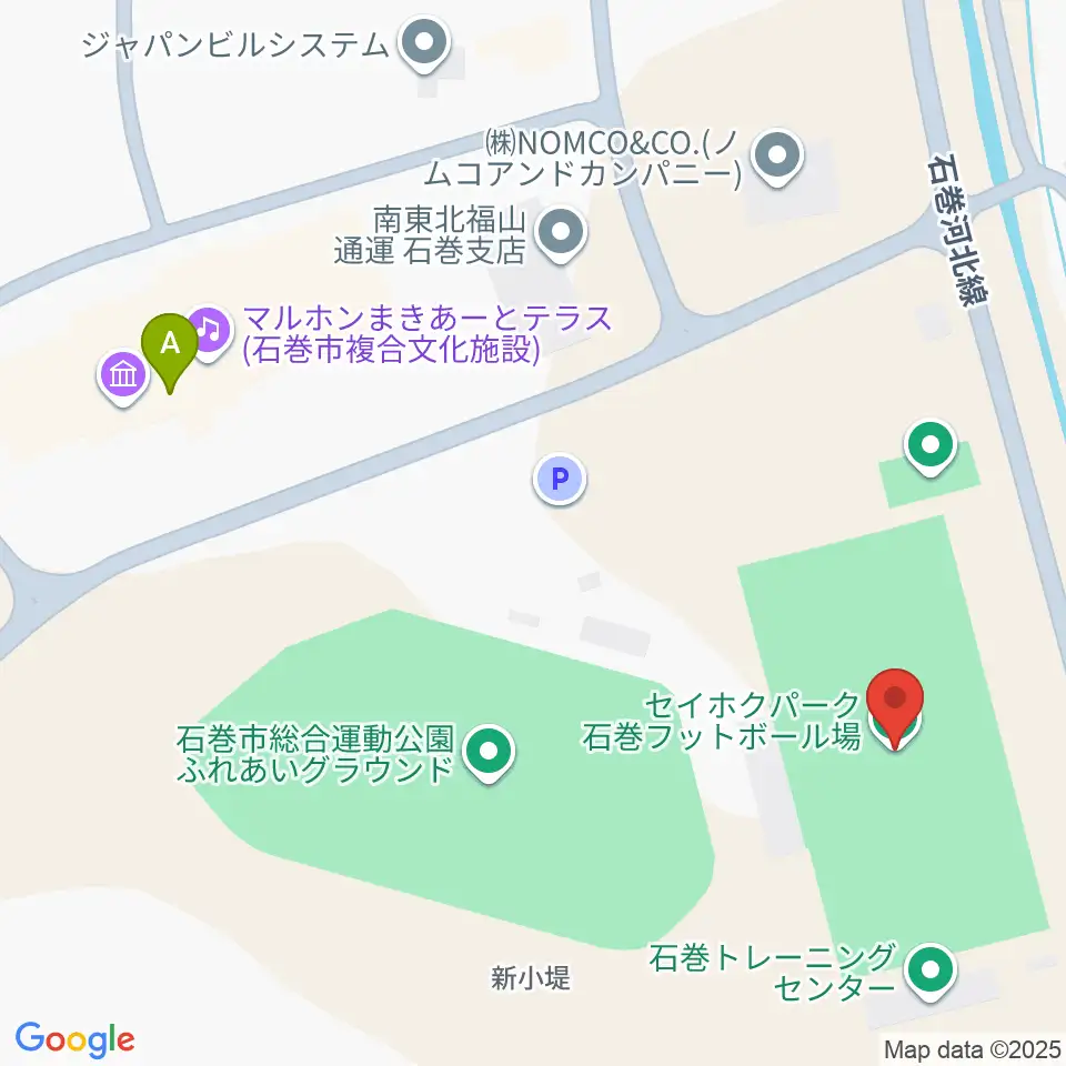 石巻フットボール場周辺のカフェ一覧地図