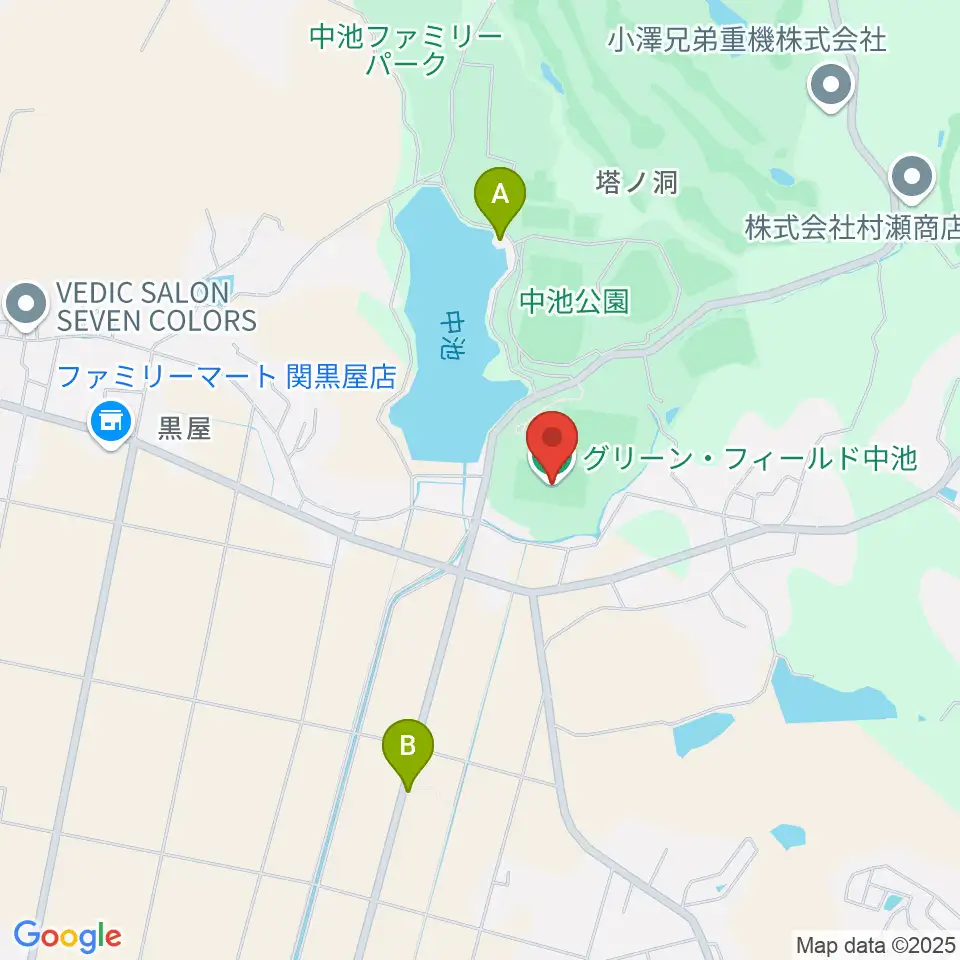 グリーン・フィールド中池周辺のカフェ一覧地図