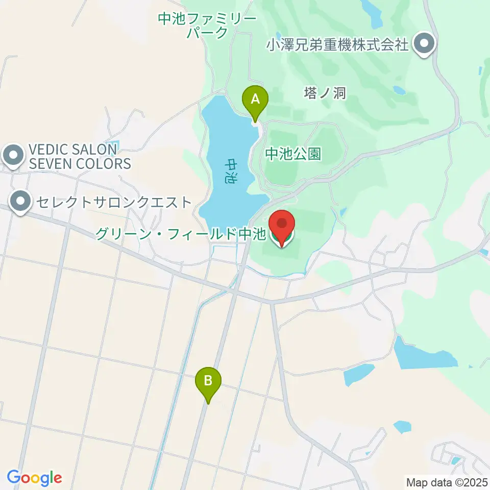 グリーン・フィールド中池周辺のカフェ一覧地図