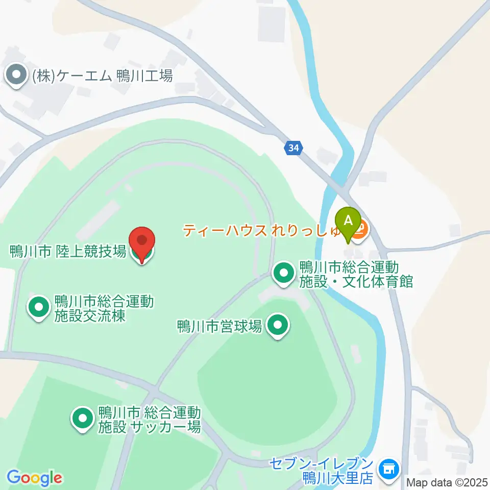 鴨川市陸上競技場周辺のカフェ一覧地図