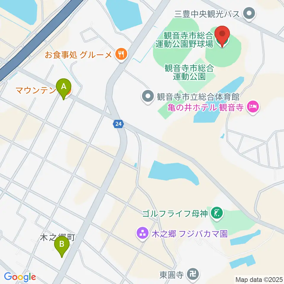 観音寺市総合運動公園野球場周辺のカフェ一覧地図
