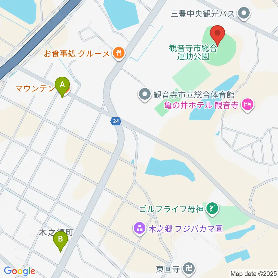 観音寺市総合運動公園野球場周辺のカフェ一覧地図
