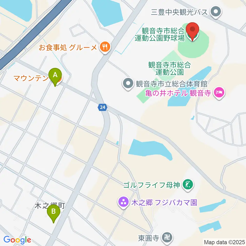観音寺市総合運動公園野球場周辺のカフェ一覧地図