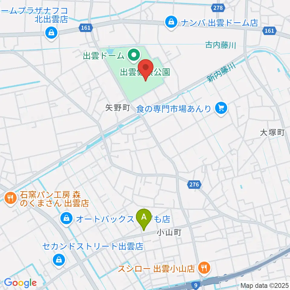 出雲健康公園多目的運動場周辺のカフェ一覧地図