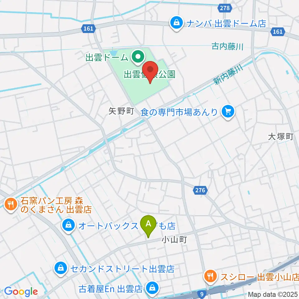 出雲健康公園多目的運動場周辺のカフェ一覧地図