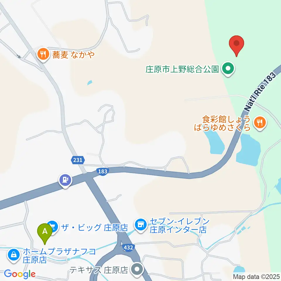 庄原市上野総合公園陸上競技場周辺のカフェ一覧地図