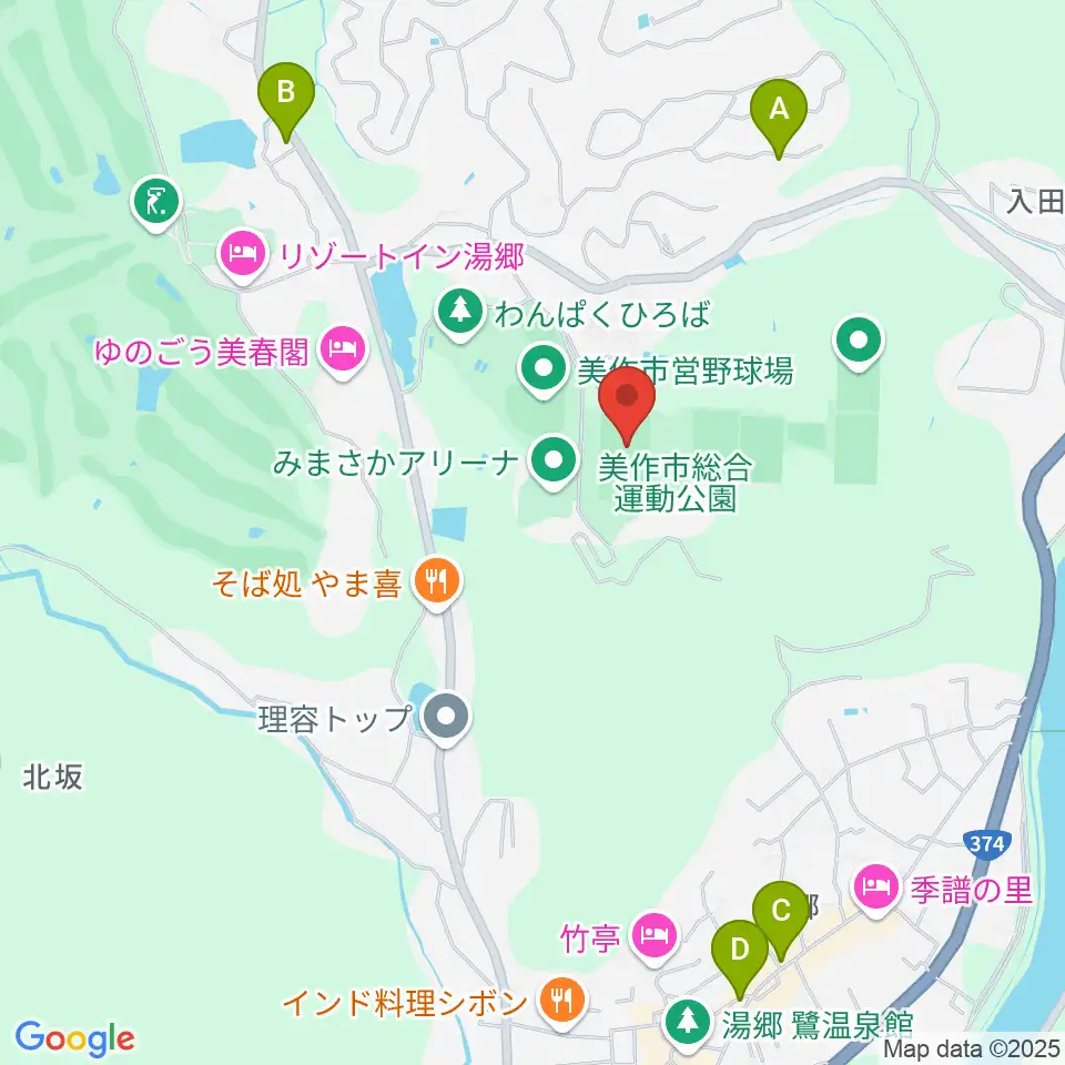 岡山県美作ラグビー・サッカー場周辺のカフェ一覧地図