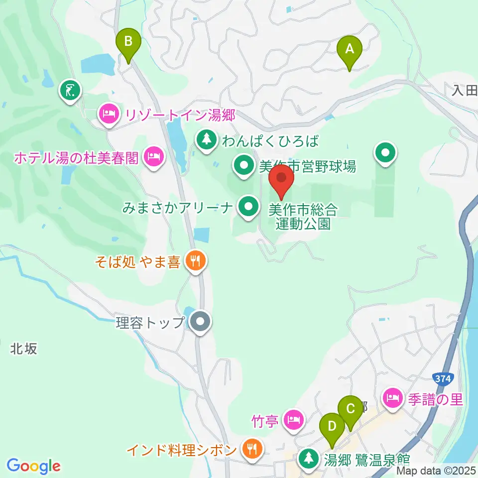 岡山県美作ラグビー・サッカー場周辺のカフェ一覧地図
