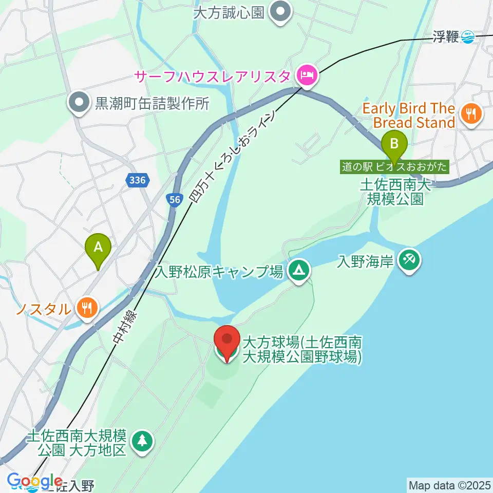 土佐西南大規模公園野球場周辺のカフェ一覧地図