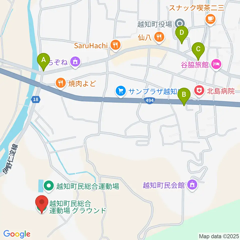 越知町民総合運動場周辺のカフェ一覧地図