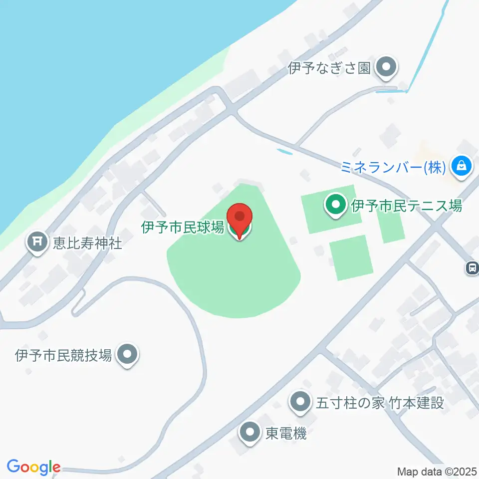 伊予市民球場周辺のカフェ一覧地図